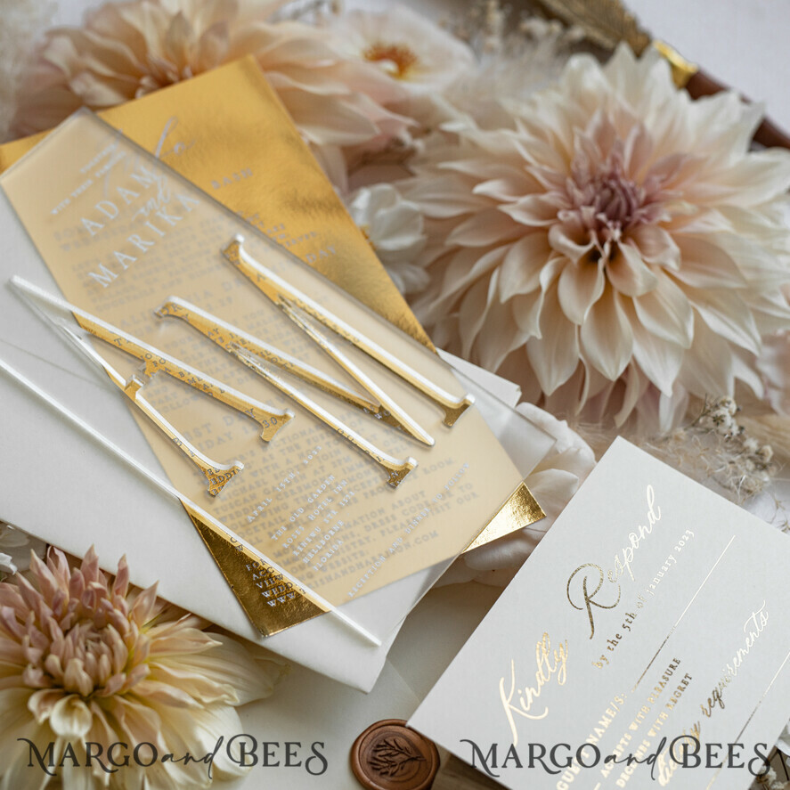 HOCHZEITS EINLADUNGEN Gold / Roségold / Silber / Glitzer Acryl Gefrorene Hochzeits Einladungssuite, Boho Glam Hochzeitskarten, Goldener Glanz Hochzeits Einladungen, Elegante Gold Hochzeitskarten