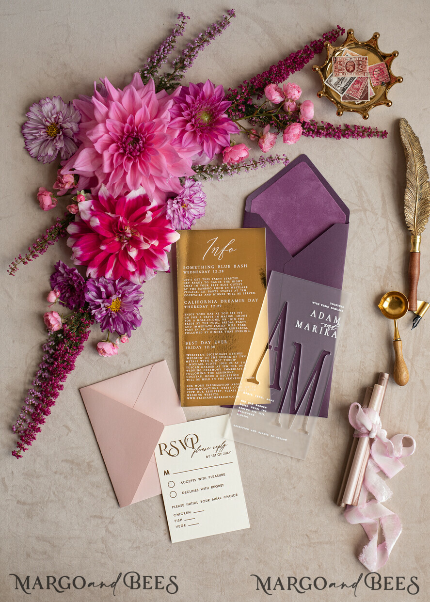 HOCHZEITS EINLADUNGEN Gold / Roségold / Silber / Glitzer Acryl gefrorenes Hochzeitseinladungset, Boho Glam Hochzeitseinladungen, Golden Shine Hochzeitseinladungen, Elegante goldene Hochzeitseinladungen.