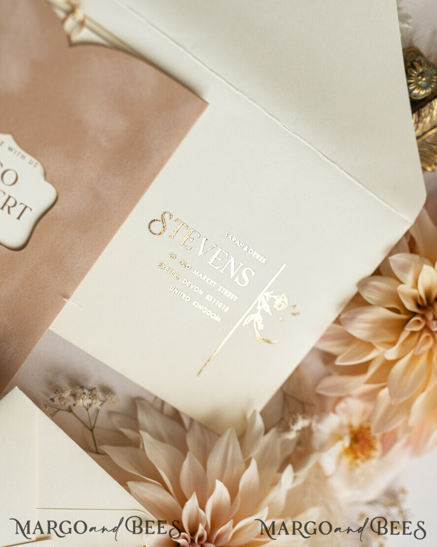 HOCHZEITS EINLADUNGEN Gold / Roségold / Silber / Glitzer Maßgeschneiderte Hochzeitskarten aus Samt mit Cremetasche, elegante goldene Quaste Hochzeitskarten, goldene Hochzeitsladung, Luxus-Hochzeitskarten