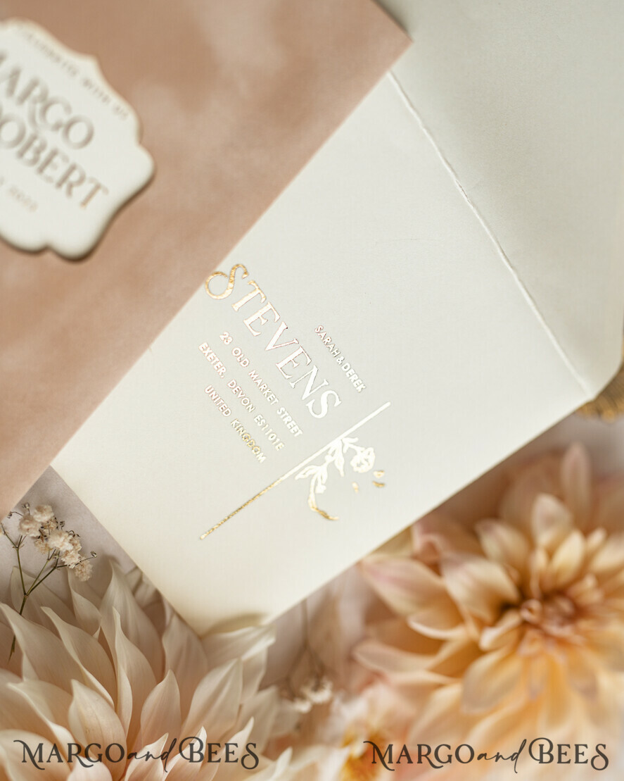 HOCHZEITS EINLADUNGEN Gold / Roségold / Silber / Glitzer Maßgeschneiderte Hochzeitskarten aus Samt mit Cremetasche, elegante goldene Quaste Hochzeitskarten, goldene Hochzeitsladung, Luxus-Hochzeitskarten