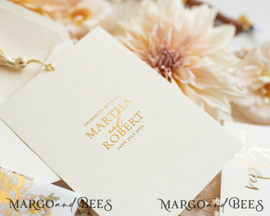 HOCHZEITS EINLADUNGEN Gold / Roségold / Silber / Glitzer Maßgeschneiderte Hochzeitskarten aus Samt mit Cremetasche, elegante goldene Quaste Hochzeitskarten, goldene Hochzeitsladung, Luxus-Hochzeitskarten