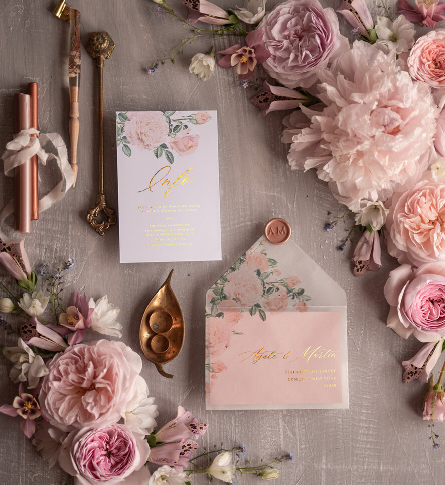 HOCHZEITS EINLADUNGEN Gold / Roségold / Silber / Glitzer Glamour Golden Shine Hochzeitseinladungsset, romantische blassrosa Hochzeitseinladungen, luxuriöse arabische Hochzeitskarten mit goldenen Quasten, elegante florale Hochzeitseinladungen.
