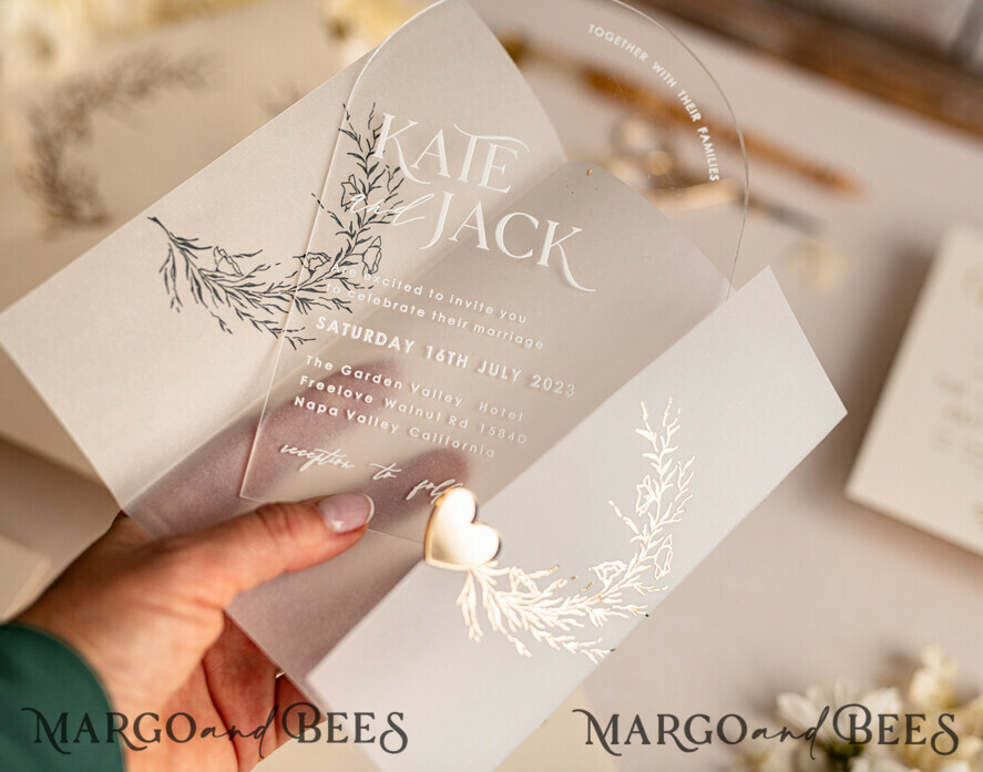 HOCHZEITS EINLADUNGEN Gold / Roségold / Silber / Glitzer Arch Acryl Hochzeits-Einladungssuite, Boho Glam Hochzeits-Einladungen, Goldener Glanz Hochzeitskarten, Elegante goldene Hochzeitskarten