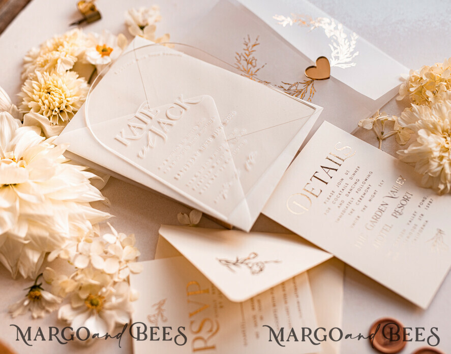 HOCHZEITS EINLADUNGEN Gold / Roségold / Silber / Glitzer Arch Acryl Hochzeits-Einladungssuite, Boho Glam Hochzeits-Einladungen, Goldener Glanz Hochzeitskarten, Elegante goldene Hochzeitskarten