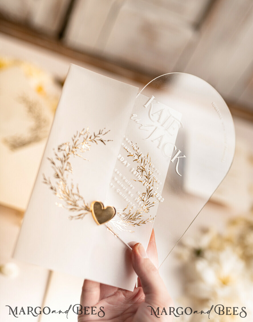 HOCHZEITS EINLADUNGEN Gold / Roségold / Silber / Glitzer Arch Acryl Hochzeits-Einladungssuite, Boho Glam Hochzeits-Einladungen, Goldener Glanz Hochzeitskarten, Elegante goldene Hochzeitskarten