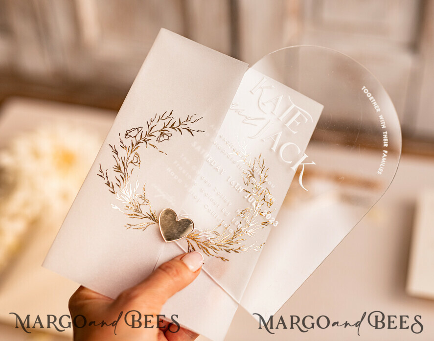 HOCHZEITS EINLADUNGEN Gold / Roségold / Silber / Glitzer Arch Acryl Hochzeits-Einladungssuite, Boho Glam Hochzeits-Einladungen, Goldener Glanz Hochzeitskarten, Elegante goldene Hochzeitskarten