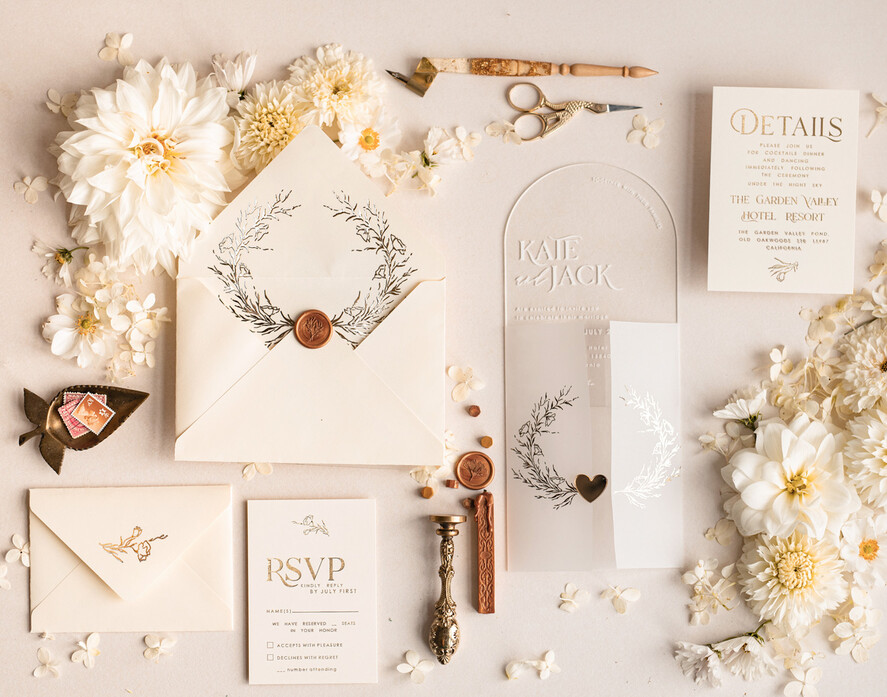 HOCHZEITS EINLADUNGEN Gold / Roségold / Silber / Glitzer Arch Acryl Hochzeits-Einladungssuite, Boho Glam Hochzeits-Einladungen, Goldener Glanz Hochzeitskarten, Elegante goldene Hochzeitskarten