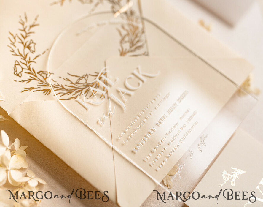 HOCHZEITS EINLADUNGEN Gold / Roségold / Silber / Glitzer Arch Acryl Hochzeits-Einladungssuite, Boho Glam Hochzeits-Einladungen, Goldener Glanz Hochzeitskarten, Elegante goldene Hochzeitskarten