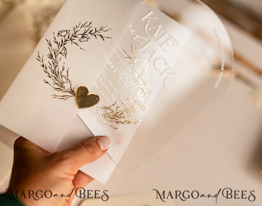 HOCHZEITS EINLADUNGEN Gold / Roségold / Silber / Glitzer Arch Acryl Hochzeits-Einladungssuite, Boho Glam Hochzeits-Einladungen, Goldener Glanz Hochzeitskarten, Elegante goldene Hochzeitskarten