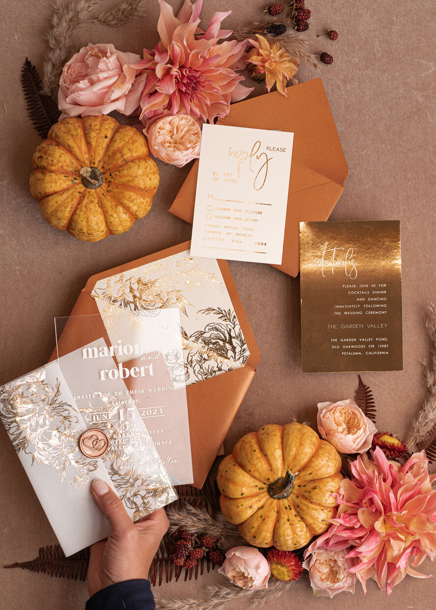 HOCHZEITS EINLADUNGEN Gold / Roségold / Silber / Glitzer Acryl-Hochzeitseinladungssuite, Boho Glam Hochzeitseinladungen, Golden Shine Hochzeitseinladungen, Elegante goldene Hochzeitseinladungen