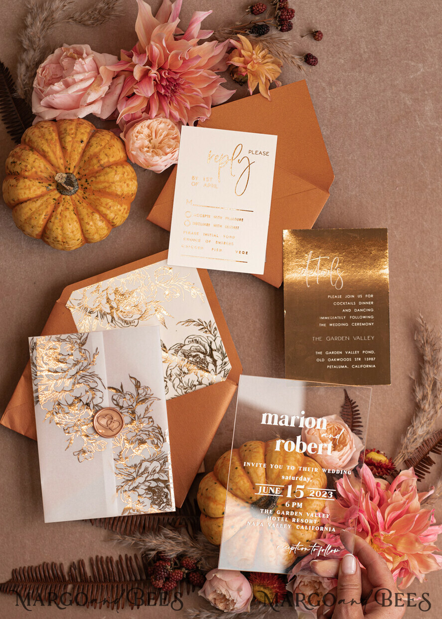 HOCHZEITS EINLADUNGEN Gold / Roségold / Silber / Glitzer Acryl-Hochzeitseinladungssuite, Boho Glam Hochzeitseinladungen, Golden Shine Hochzeitseinladungen, Elegante goldene Hochzeitseinladungen