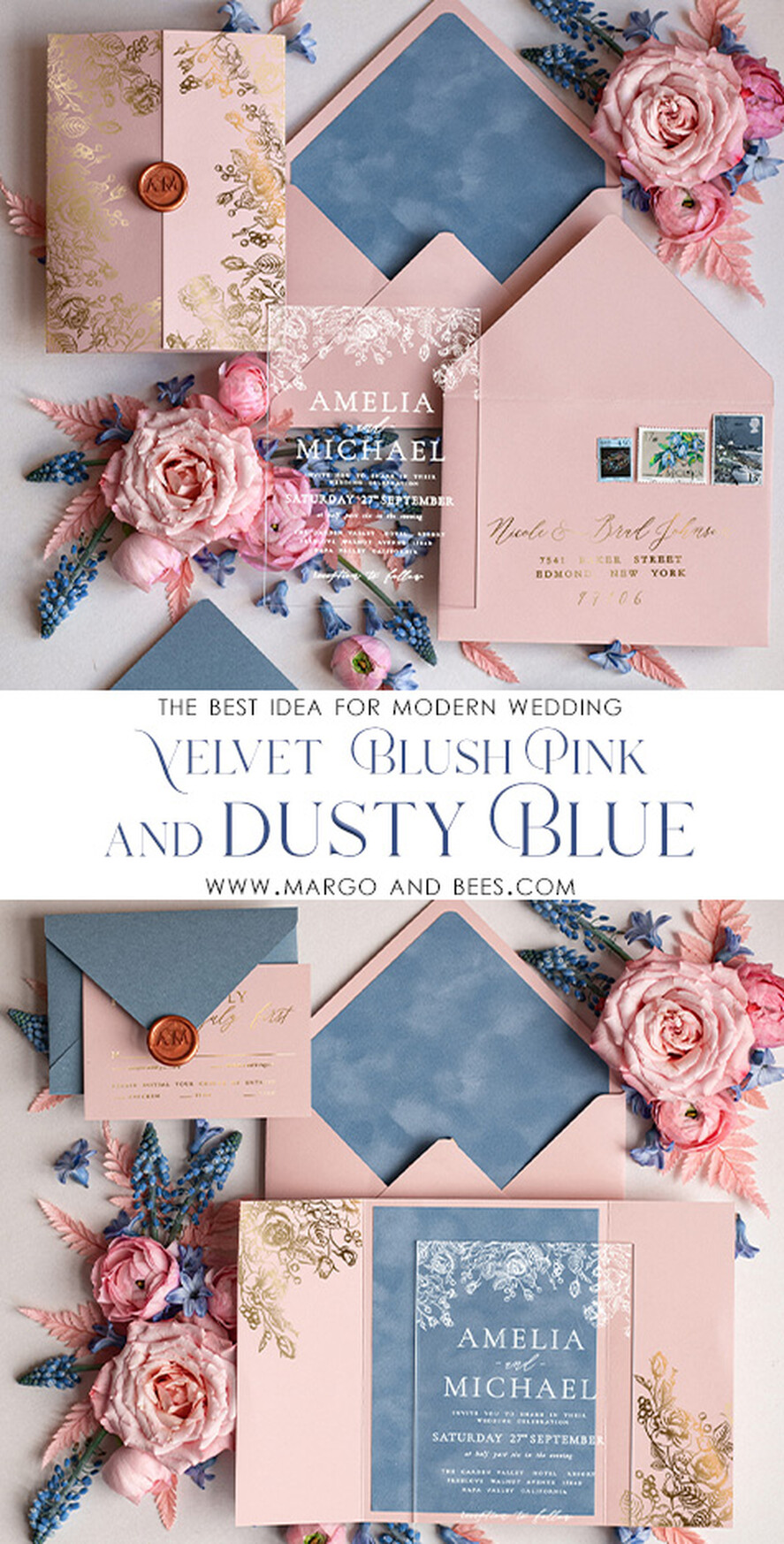 HOCHZEITS EINLADUNGEN Gold / Roségold / Silber / Glitzer Elegante Hochzeitseinladungen in hellrosa, Plexi-Hochzeitseinladungskollektion, glamouröse Hochzeitseinladungen in pink und eisblau, luxuriöse Hochzeitskarten.
