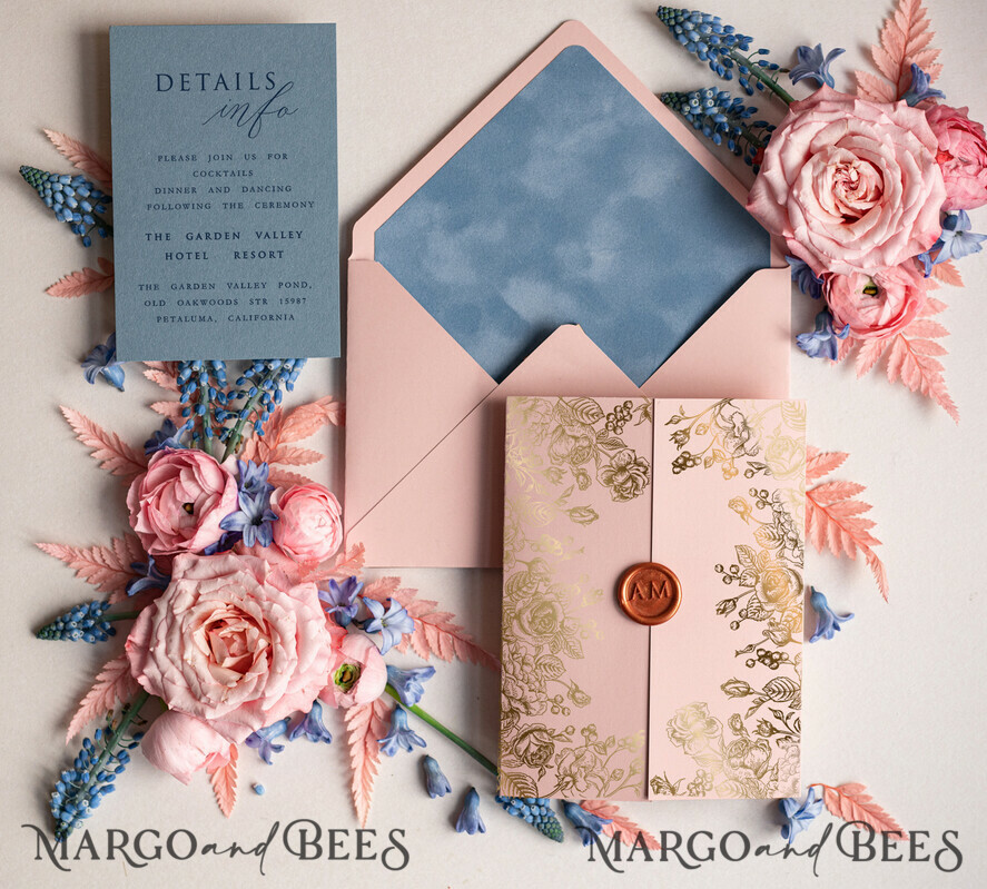 HOCHZEITS EINLADUNGEN Gold / Roségold / Silber / Glitzer Elegante Hochzeitseinladungen in hellrosa, Plexi-Hochzeitseinladungskollektion, glamouröse Hochzeitseinladungen in pink und eisblau, luxuriöse Hochzeitskarten.