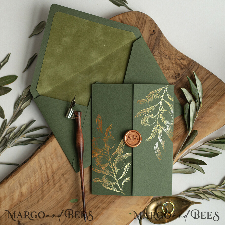 HOCHZEITS EINLADUNGEN Gold / Roségold / Silber / Glitzer Samet olivgrüne Hochzeitseinladungen Designs, Acryl Hochzeitseinladungen Karten, Goldener Glanz Hochzeitseinladungsset, Luxus Hochzeitseinladungen.