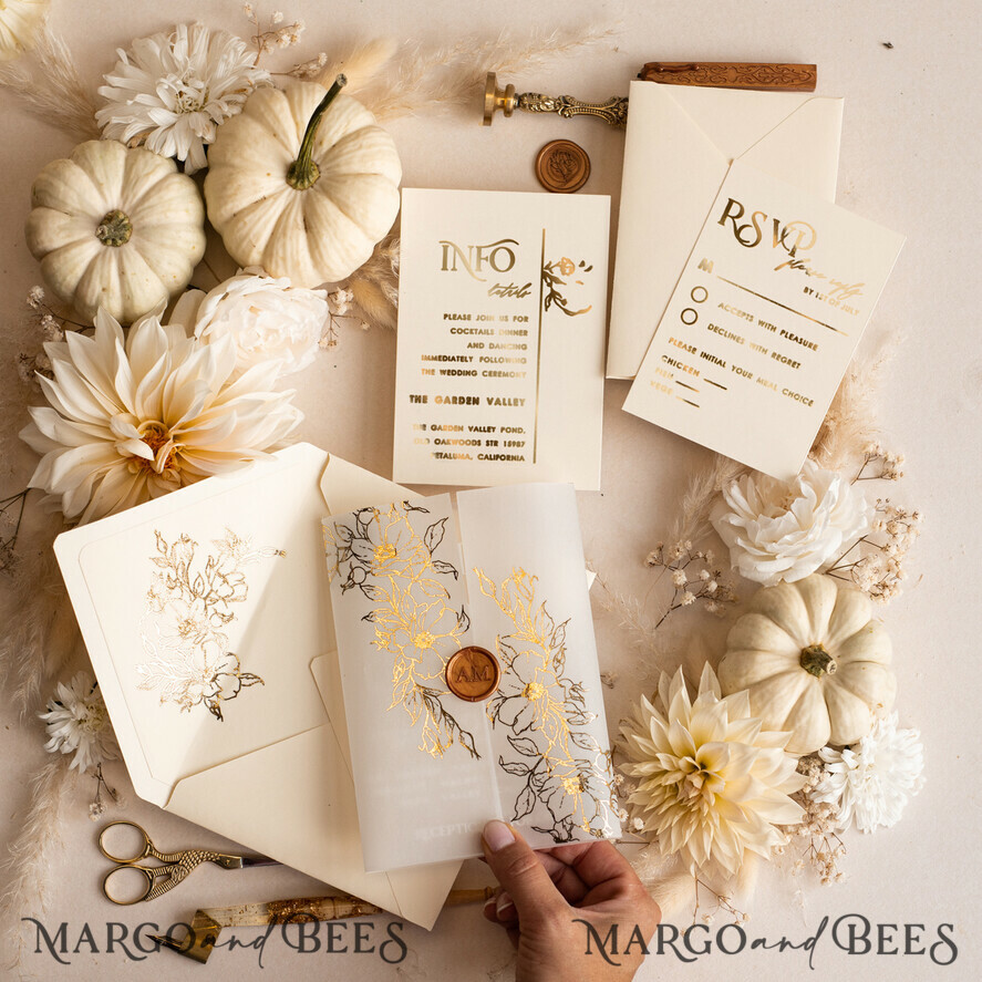 HOCHZEITS EINLADUNGEN Gold / Roségold / Silber / Glitzer Acryl-Hochzeitseinladungsset, Boho Glam Hochzeitseinladungen, Goldener Glanz Hochzeitseinladungen, Elegante goldene Hochzeitseinladungen