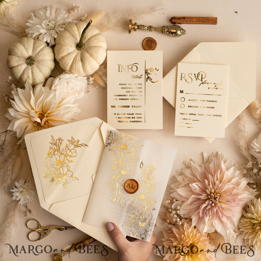 HOCHZEITS EINLADUNGEN Gold / Roségold / Silber / Glitzer Acryl-Hochzeitseinladungsset, Boho Glam Hochzeitseinladungen, Goldener Glanz Hochzeitseinladungen, Elegante goldene Hochzeitseinladungen
