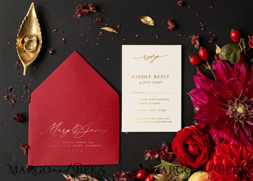 HOCHZEITS EINLADUNGEN Gold / Roségold / Silber / Glitzer Luxus Hochzeitskarten, Elegantes indisches Hochzeitsladen-Set • Gold-Burgunder Hochzeitsladen-Set • Luxus kastanienbraune Hochzeitskarten