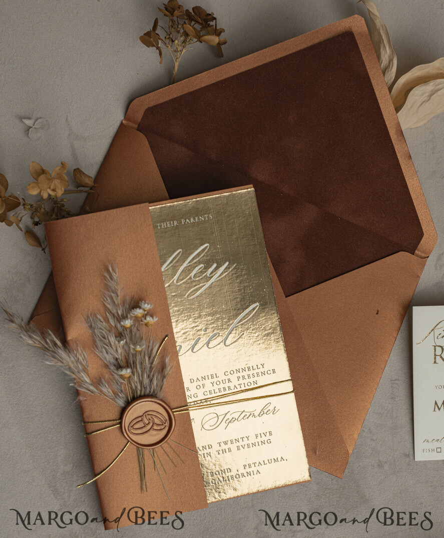 HOCHZEITS EINLADUNGEN Gold / Roségold / Silber / Glitzer Fall Spiegel Gold Hochzeitseinladungen, Elegante Terrakotta Hochzeitseinladungen, Gebranntes Orange Acryl Hochzeitseinladungen, Spiegel Gold Plexi Hochzeitseinladung Suite