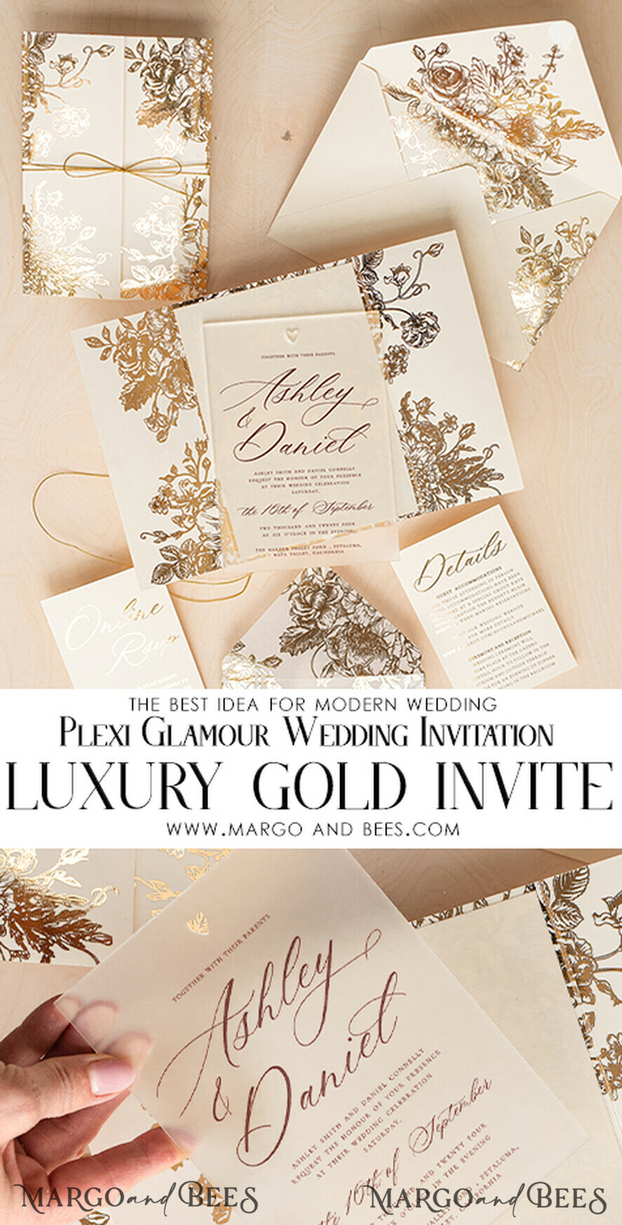 HOCHZEITS EINLADUNGEN Gold / Roségold / Silber / Glitzer Luxus-Goldfolie-Hochzeitseinladungen, Plexi-Glamour-Hochzeitseinladung Suite, elegante Samt-Hochzeitseinladungen, maßgeschneiderte goldene Hochzeitspapeterie.