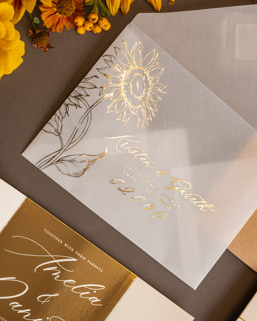 HOCHZEITS EINLADUNGEN Gold / Roségold / Silber / Glitzer Goldene Glitter-Hochzeitseinladungen, Luxus-Goldfolien-Hochzeitseinladungen, romantische Sonnenblumen-Hochzeitseinladungen, luxuriöse Glamour-nude Hochzeitspapeterie