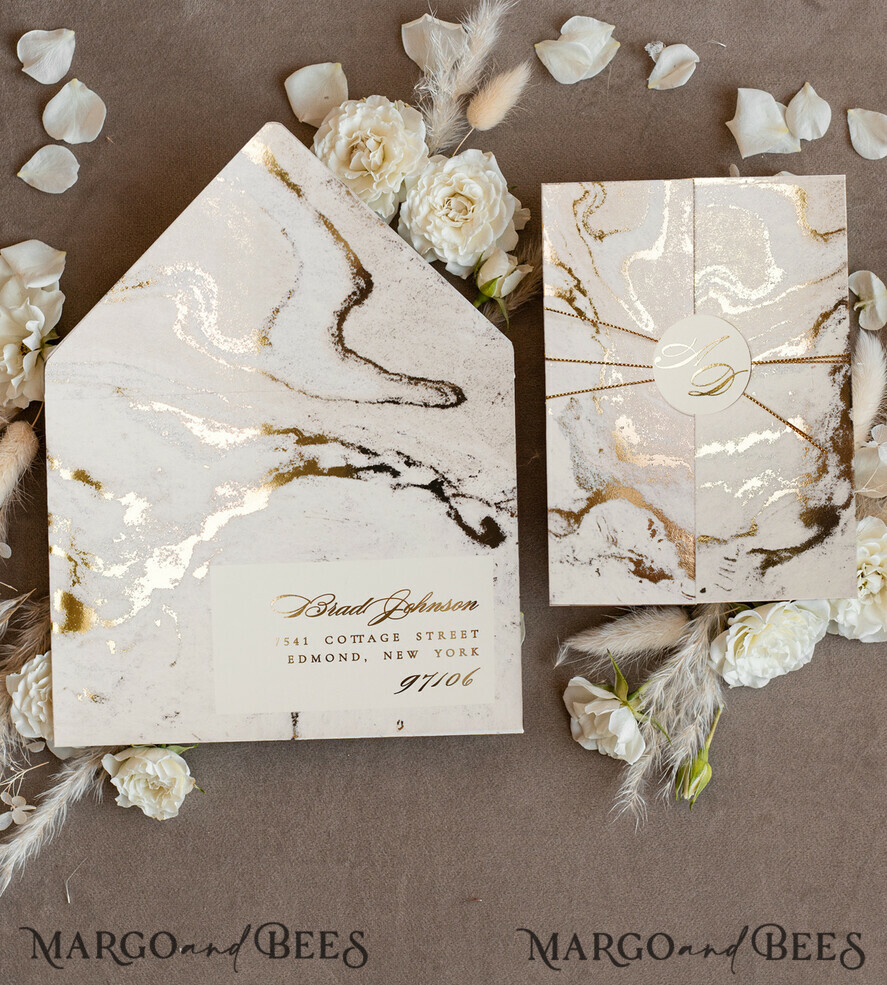 HOCHZEITS EINLADUNGEN Gold / Roségold / Silber / Glitzer Goldene Marmor-Hochzeitskarten, luxuriöses Goldfolien-Hochzeitseinladungset, Marmor-Glamour-Hochzeitseinladungssuite, elegante Hochzeitskarten Marmor