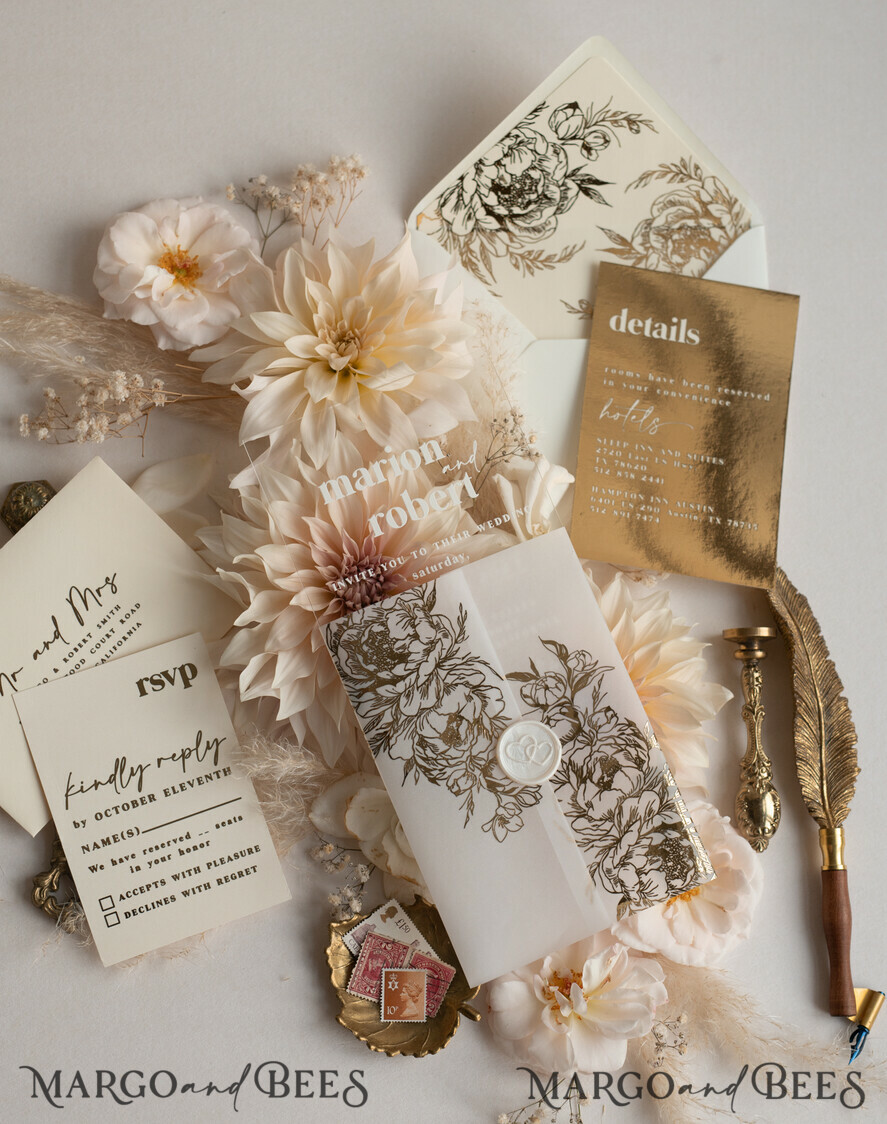 HOCHZEITS EINLADUNGEN Gold / Roségold / Silber / Glitzer Acryl-Hochzeitseinladungssatz, Boho Glam Hochzeitseinladungen, Goldener Glanz Hochzeitseinladungen, Elegante Gold Hochzeitseinladungen