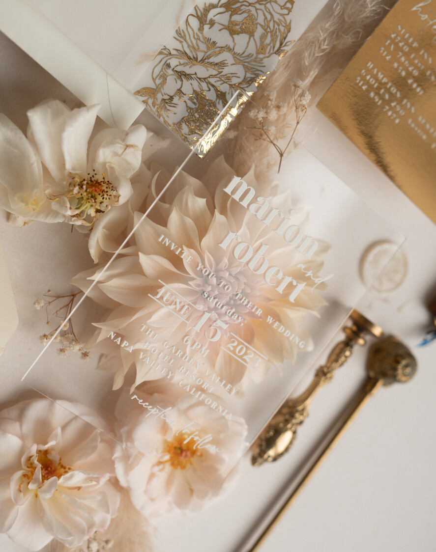 HOCHZEITS EINLADUNGEN Gold / Roségold / Silber / Glitzer Acryl-Hochzeitseinladungssatz, Boho Glam Hochzeitseinladungen, Goldener Glanz Hochzeitseinladungen, Elegante Gold Hochzeitseinladungen