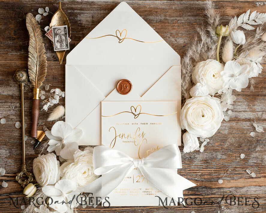 HOCHZEITS EINLADUNGEN Gold / Roségold / Silber / Glitzer Einfache Hochzeitseinladung, Glamour-Hochzeitseinladungen, Moderne Hochzeitseinladung Suite, Luxuriöse Hochzeitseinladungen
