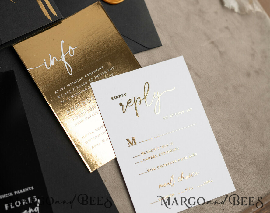 HOCHZEITS EINLADUNGEN Gold / Roségold / Silber / Glitzer Halloween Gold HochzeitsEinladungen, Schwarzes Glanz-Acryl Einladungsset, Gruselige Plexi Einladungen Goth HochzeitsEinladungskarten, Goldene Skelett HochzeitsSet
