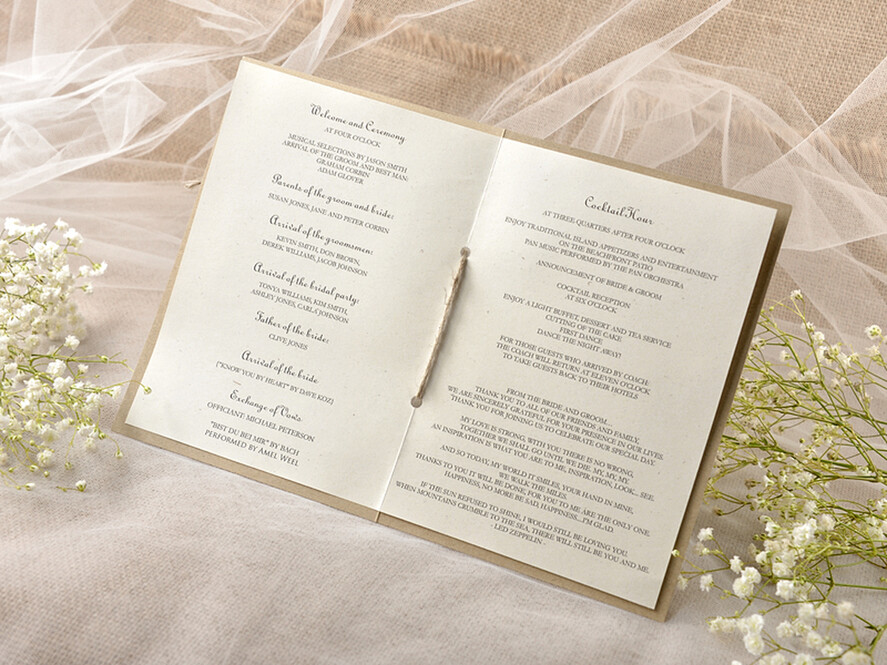 MENÜ & PROGRAMME  
 rustikal Ecru Rustikales Hochzeitsprogramm mit Spitze, Scheunenhochzeitsprogramm, Eco-romantische personalisierte Karten mit Schnur, einfaches rustikales Spitzenhochzeitsprogramm, elegantes Heft rustikale Hochzeitskarten