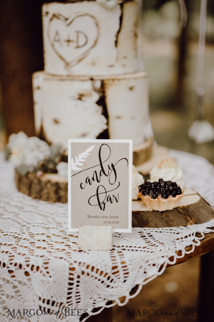 TISCHDEKORATIONSCHILDER   Holz Eco Rustikale Tischnummern Landhochzeits Süßigkeiten Bar Schild, Dessert Bar Hochzeits Schild, Eco romantische personalisierte Karten, Hochzeits Tischdekoration, einfache rustikale Hochzeitstisch Schilder, bearbeitbarer Text