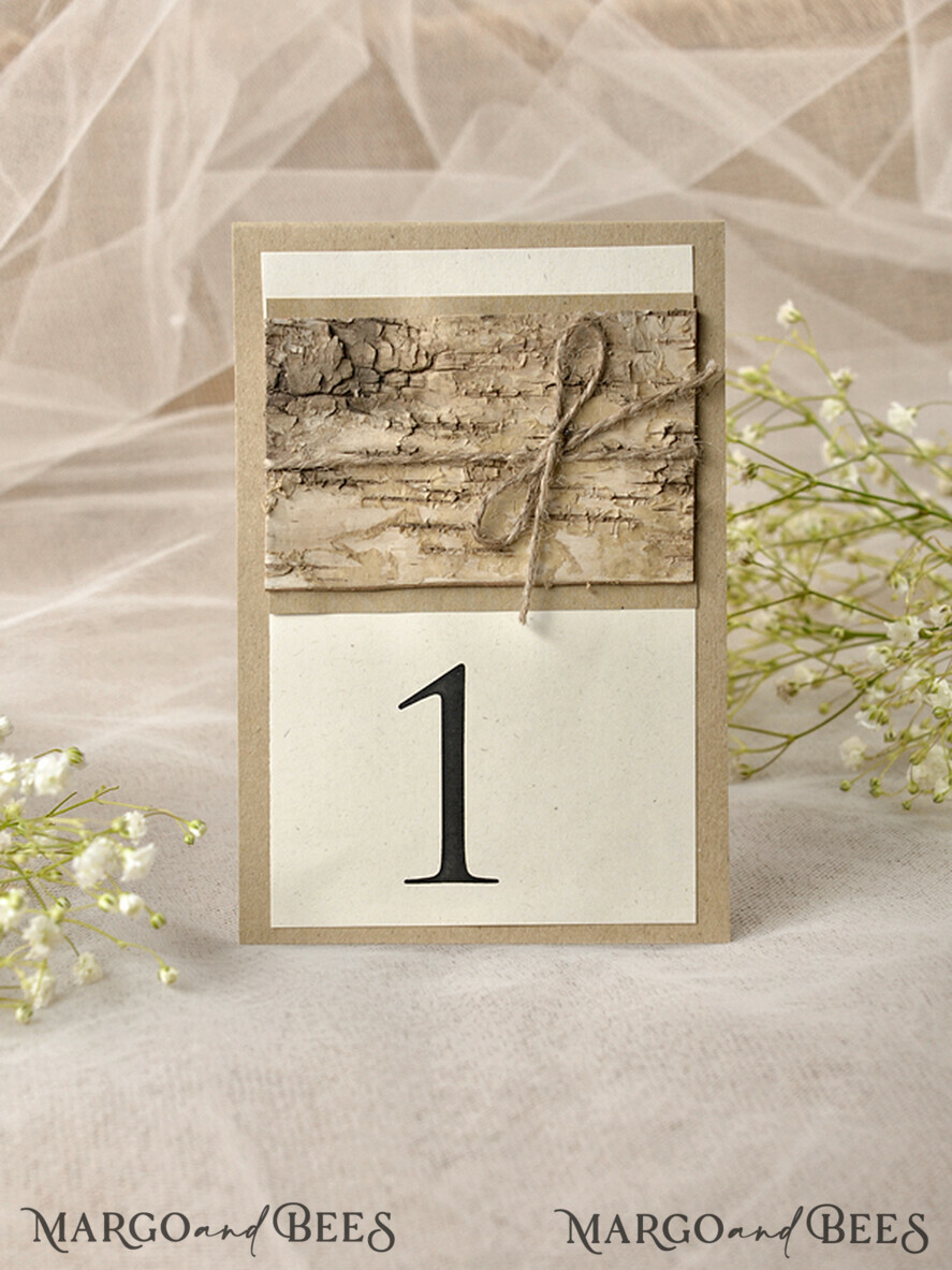 TISCHDEKORATIONSCHILDER   Holz Eco Rustikale Tischnummern Rustikale Hochzeitstischnummern mit Jute-Schnur und Holzdekoration, Scheunenhochzeit Tischkarten, Holz Eco romantische personalisierte Karten, einfache ecru rustikale Karten