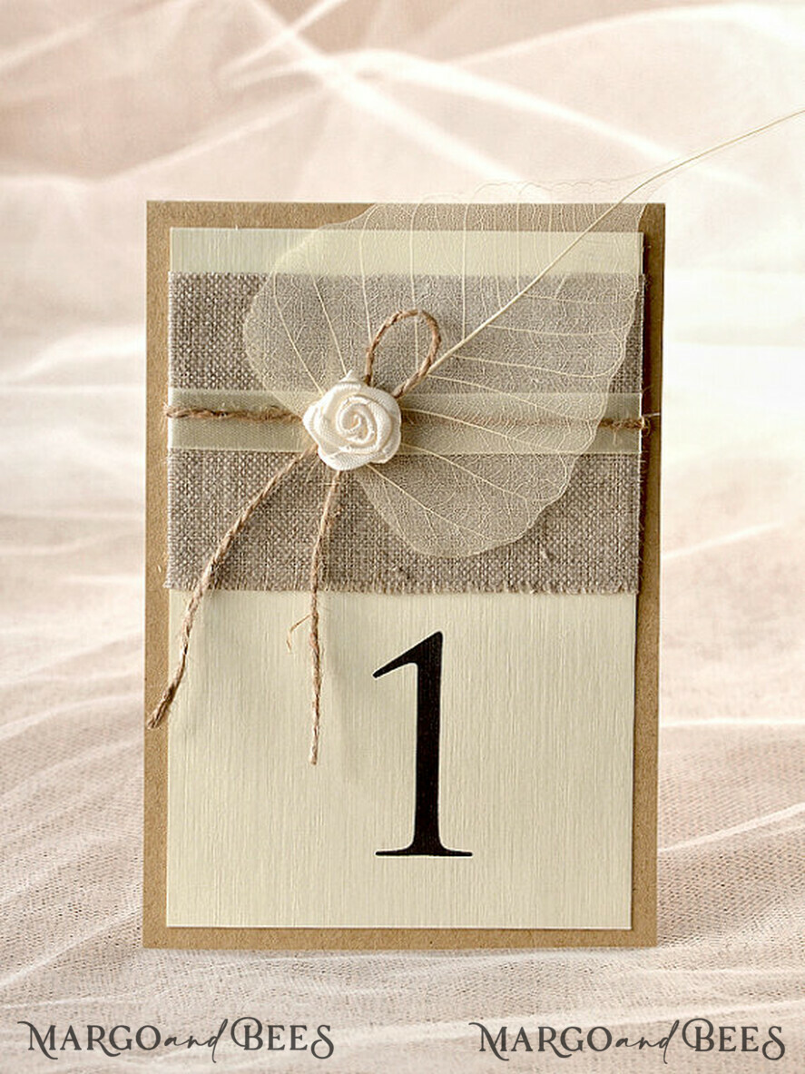 TISCHDEKORATIONSCHILDER   Holz Eco Rustikale Tischnummern Rustikale Eco Hochzeits Tischkarten mit Jute Schnur, natürliche einfache Hochzeits Tischkarten, personalisierte Karten mit Rose und Blatt, einfache rustikale Hochzeits Tischdekoration.