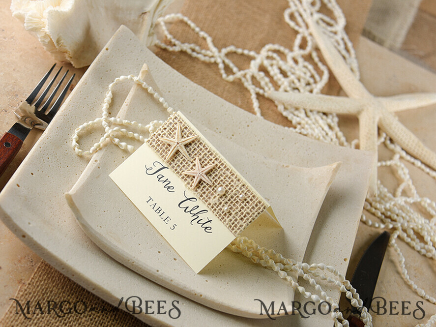 MENÜ & PROGRAMME  
 Strand Romantisches Blaues Strandhochzeitsmenü, Destination Wedding Menü mit Raffia-Schnur, Dekorative marine Menükarte mit gezacktem Rand, Meereshochzeitsmenü, Einzigartiges Muschel-Hochzeitsmenü