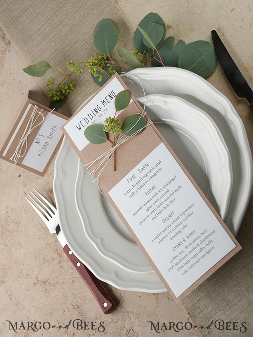 MENÜ & PROGRAMME  
 rustikal und Spitze Minimalistische weiße Hochzeitsmenüs, elegante rustikale Hochzeitsmenükarten, ästhetisches Hochzeitsdinner-Menü mit Schnur, modernes Hochzeitsmenü, zartes klassisches Hochzeitsmenü.