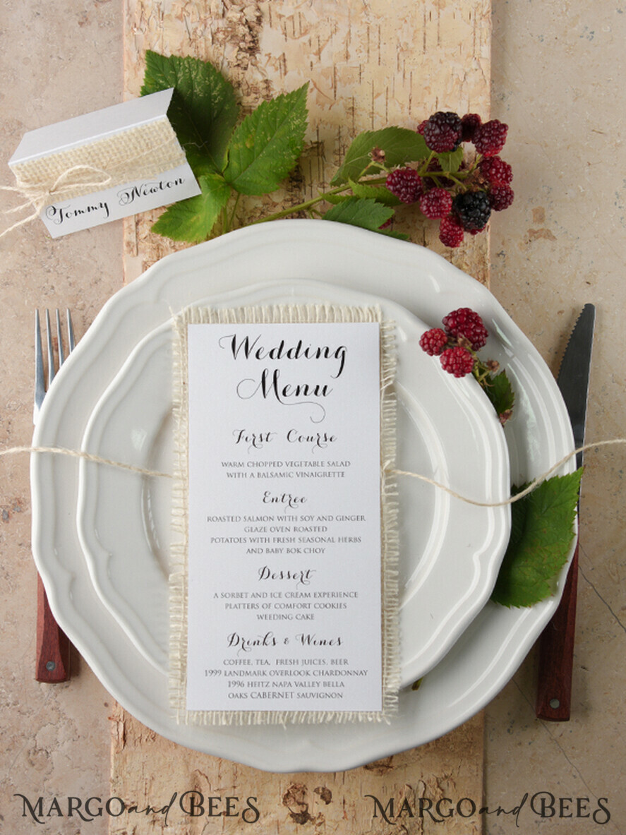 MENÜ & PROGRAMME  
 rustikal und Spitze Minimalistische weiße Hochzeitsmenüs, elegante rustikale Hochzeitsmenü-Karten, ästhetisches Hochzeitsdinner-Menü, modernes Hochzeitsmenü, zartes klassisches Hochzeitsmenü und Schnur.