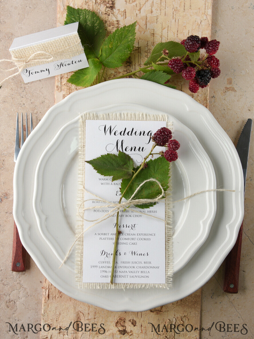 MENÜ & PROGRAMME  
 rustikal und Spitze Minimalistische weiße Hochzeitsmenüs, elegante rustikale Hochzeitsmenü-Karten, ästhetisches Hochzeitsdinner-Menü, modernes Hochzeitsmenü, zartes klassisches Hochzeitsmenü und Schnur.