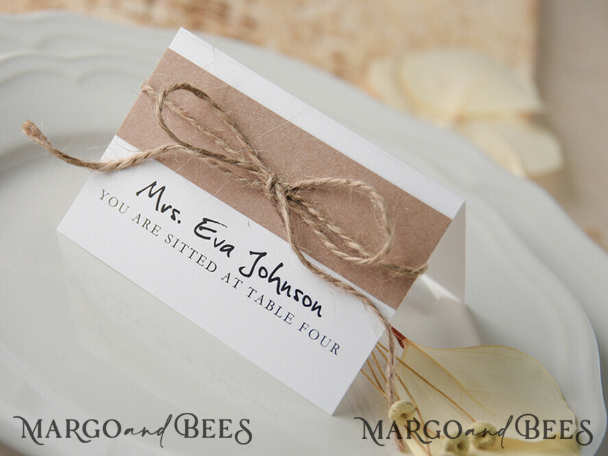 PLATZKARTEN / TISCHKARTEN  
 rustikal und Spitze Elegante Eco- und weiße Hochzeitsplatzkarten mit Jute-Schnur, weiße Hochzeitsnamensschilder aus Eco-Papier, rustikale Hochzeitsstationery, editierbare Text-Eskortkarten