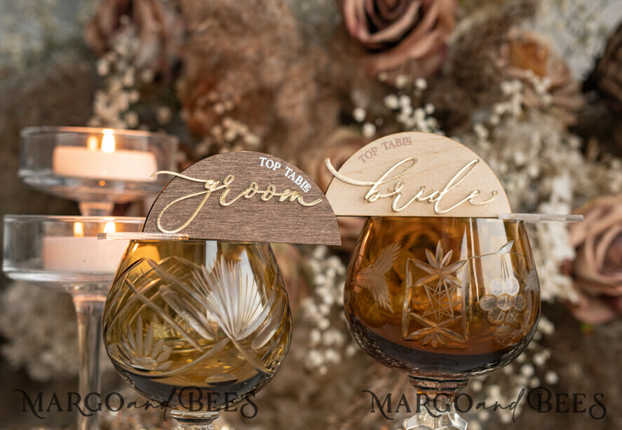 PLATZKARTEN / TISCHKARTEN  
 Acrylgold klar / Holz 3D Rustikale Bogen Tischkarten mit Ständer, moderne Holz Namenskarten, Premium Bogen goldene Sitzkarten, Holz Gold Spiegel Escortkarten, Boho natürliche Tischkarten
