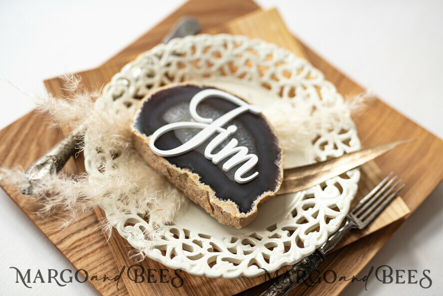 PLATZKARTEN / TISCHKARTEN  
 Acrylgold klar / Holz 3D Extra große Namenskarten, maßgeschneiderte elegante glänzende weiße Acrylplatzkarten, gravierte 3D-Namen Premium Luxus Sitzkarte, editierbare Text-Acryl-Eskortkarte.