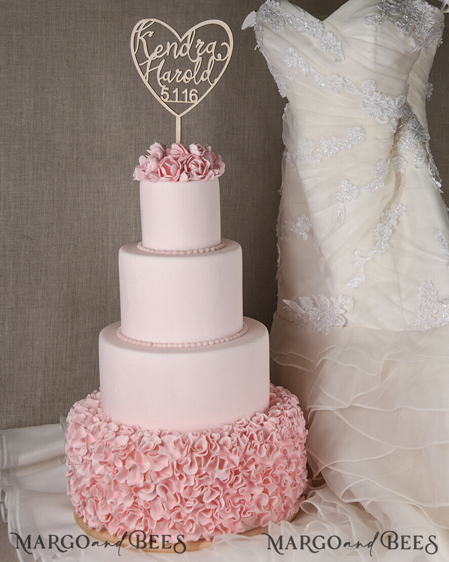 TORTENDEKORATION  
 Holz Hochzeitstorte Topper, Holz Torte Topper