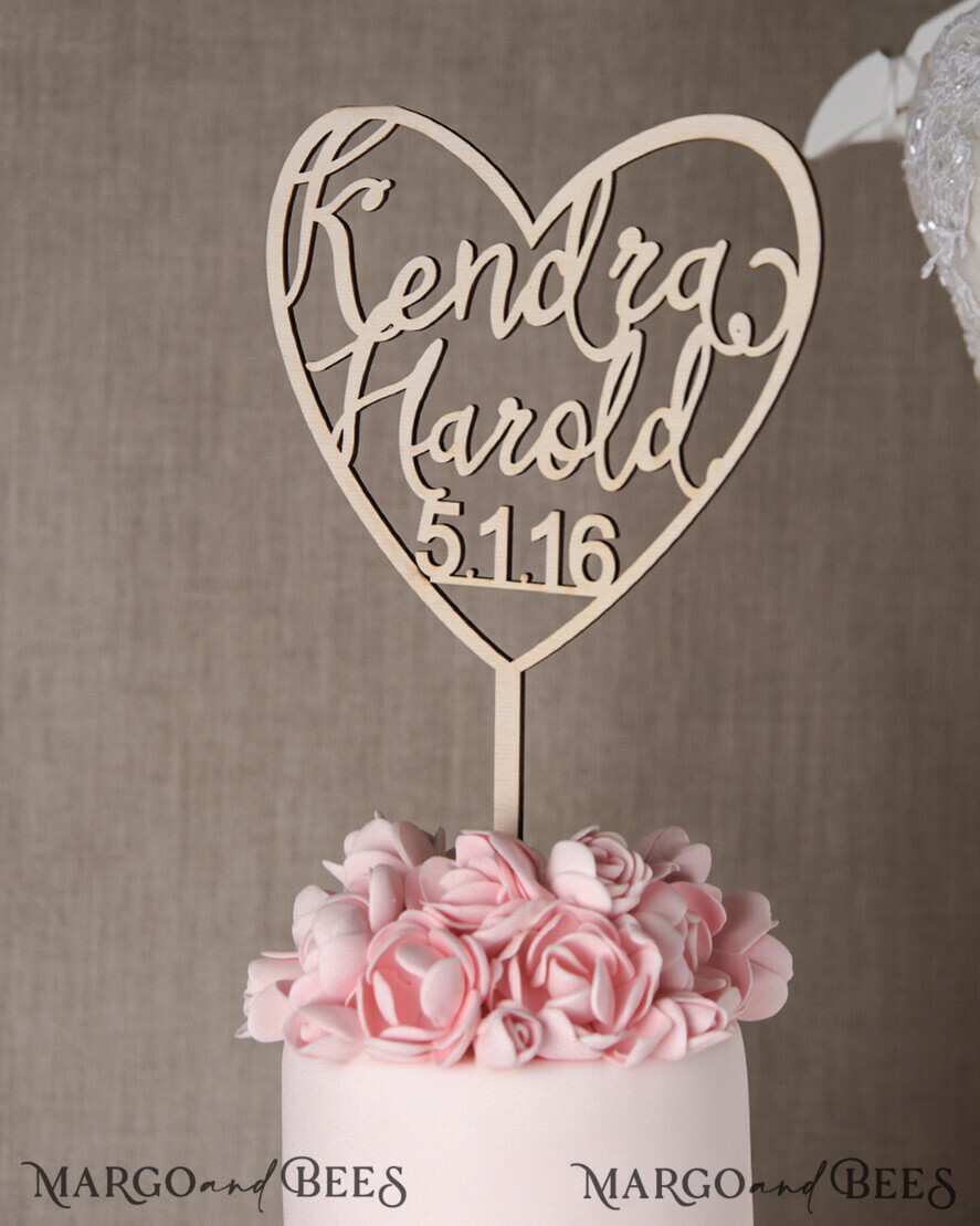 TORTENDEKORATION  
 Holz Hochzeitstorte Topper, Holz Torte Topper