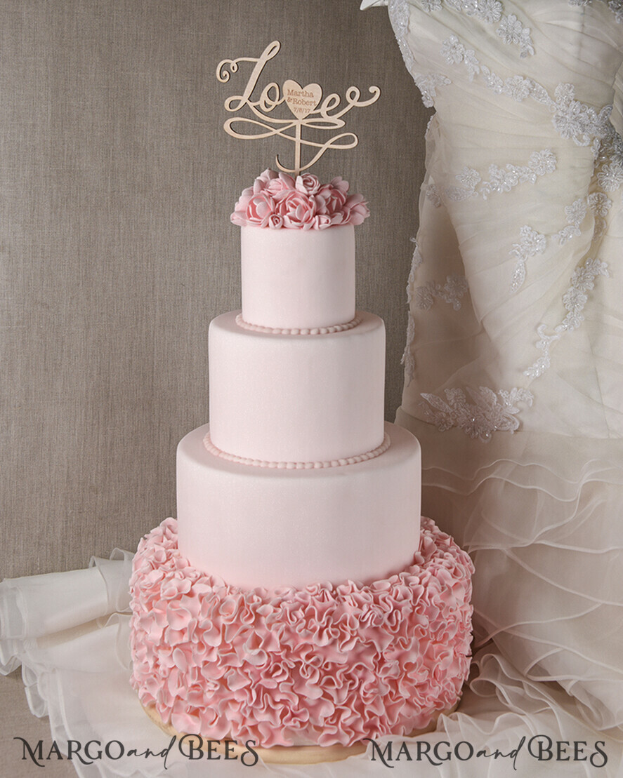 TORTENDEKORATION  
 Holz Hochzeitstorte Topper, Holz Kuchen Topper