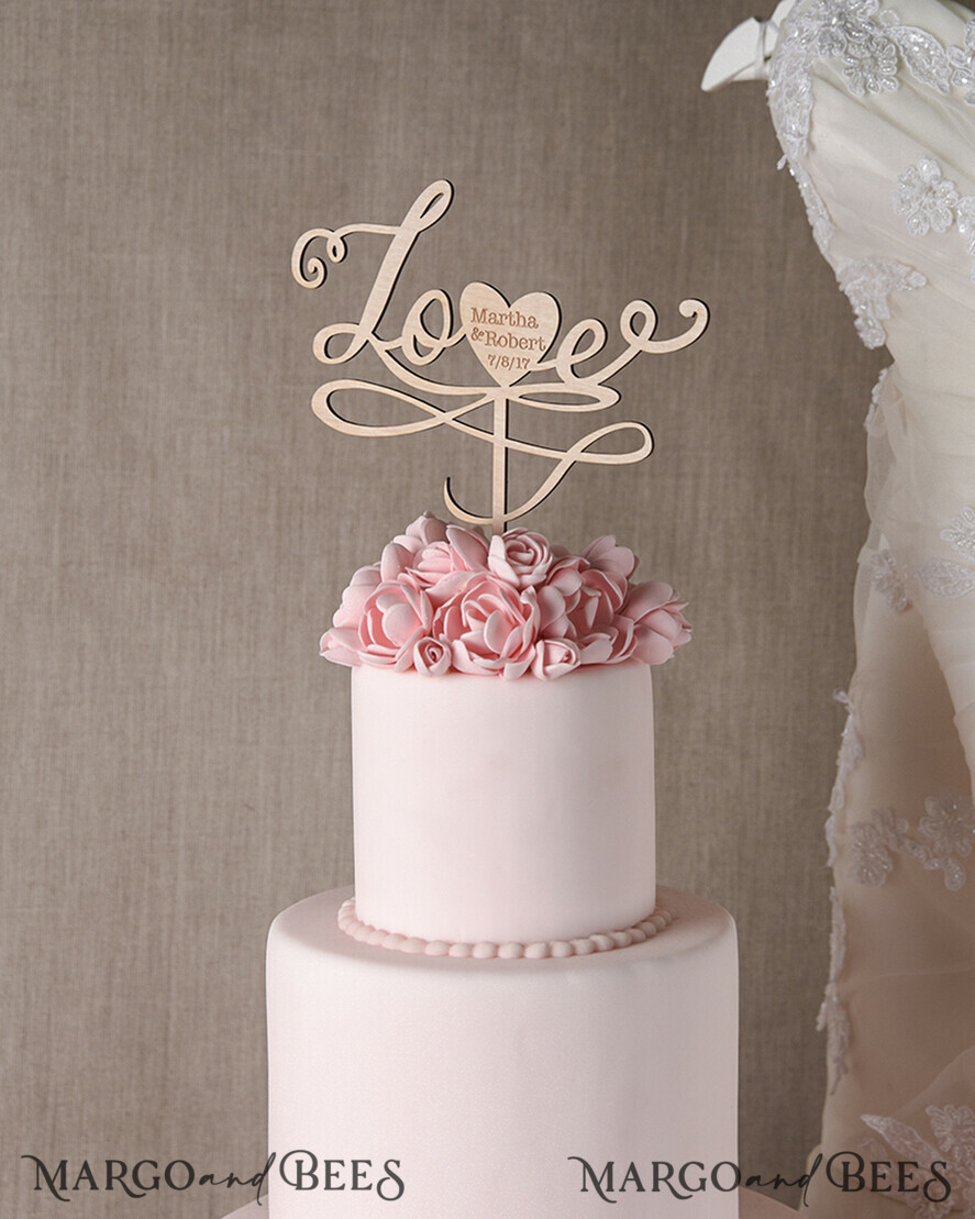 TORTENDEKORATION  
 Holz Hochzeitstorte Topper, Holz Kuchen Topper