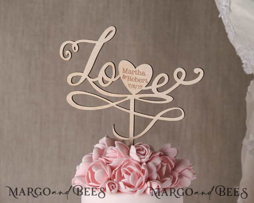TORTENDEKORATION  
 Holz Hochzeitstorte Topper, Holz Kuchen Topper