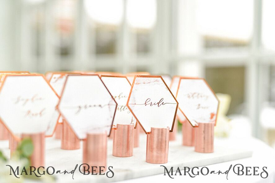 PLATZKARTEN / TISCHKARTEN  
 Luxus Premium Glitzer/ Gold/ Silber/ Roségold Elegante geometrische Kupfer-Hochzeitsplatzkarten, moderne Namensschilder für Ihre Hochzeitstische, einzigartige Hochzeitsstationery, Kupferfoliendruck, benutzerdefinierte Platzkarten.