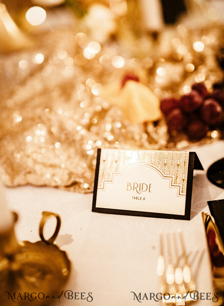 PLATZKARTEN / TISCHKARTEN  
 Luxus Premium Glitzer/ Gold/ Silber/ Roségold Elegante Hochzeitsplatzkarten im altmodischen Stil, einzigartige Schwarz-Goldene Hochzeitsnamensschilder für Ihre Hochzeitstische, stilvolle Hochzeitsstationery, Dekoration für den Empfangstisch.
