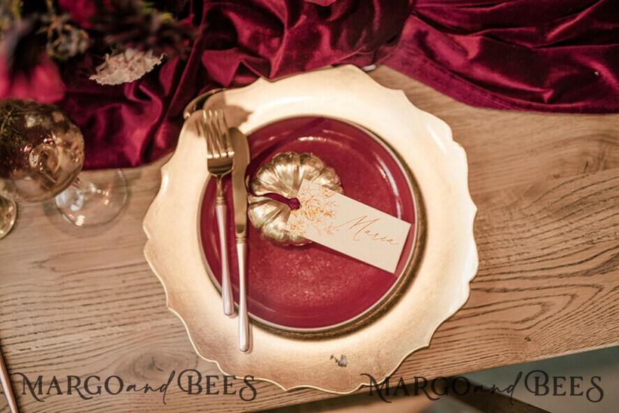 PLATZKARTEN / TISCHKARTEN  
 Luxus Premium Glitzer/ Gold/ Silber/ Roségold Romantische Goldfolie-Hochzeitsplatzkarten, weiße Hochzeits-Escortkarten mit maroonfarbenem Band, elegante Platzkarten, benutzerdefinierte Beschriftung Namensschilder, personalisierte Hochzeitsdekoration