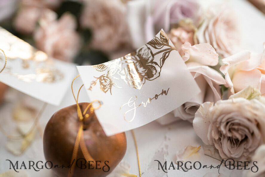 PLATZKARTEN / TISCHKARTEN  
 Luxus Premium Glitzer/ Gold/ Silber/ Roségold Luxus Goldfolie Hochzeitsplatzkarten, weiße Hochzeitsbegleitkarten mit goldener Schnur, romantische Platzkarten, Tischnamenskarten, moderne Hochzeitsdekoration, personalisierte Platzkarten