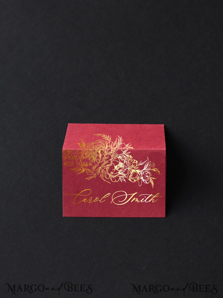 PLATZKARTEN / TISCHKARTEN  
 Luxus Premium Glitzer/ Gold/ Silber/ Roségold Elegante goldene Burgunder-Hochzeitsplatzkarten, luxuriöse Marsala-Sitzkarten mit Goldfolierung, moderne Hochzeitsnamensschilder für Ihre Hochzeits Tische, Pfingstrose Glamour Platzkarte.